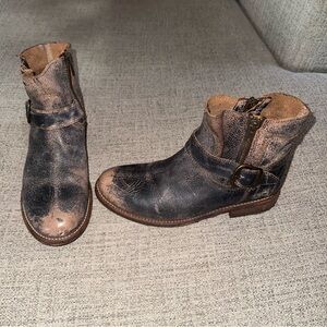 Bed Stu Distressed Brown Ankle Boots